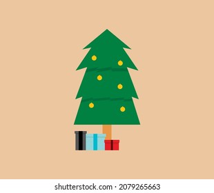 design about christmas tree and christmas gifts