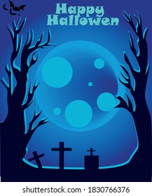 A design about happy hallowen with blue color