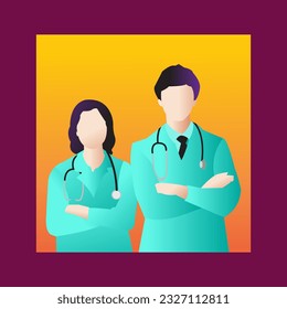 design about health with elements of doctors and nurses
