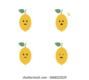 design about lemon cartoon in various expressions