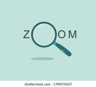 design about a magnifying glass and contains the word zoom