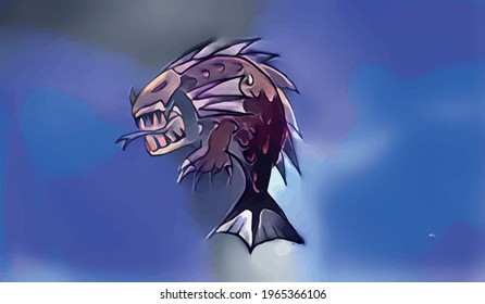 Design about Monsters Fish Very Cool