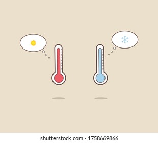 diseño de iconos de termómetro rojo y azul