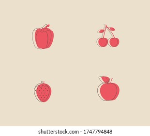 design about red fruit icons
