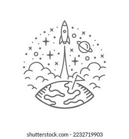 design about space in a modern line art style.