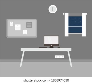 design about the workplace at night