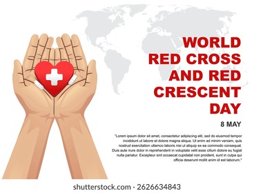 Diseño sobre el Día Mundial de la Cruz Roja y la Media Luna Roja. Adecuado para el tema de salud.