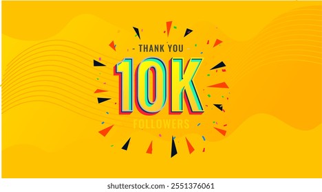 design, abstract, 10k, friends, followers, follow, follower, congratulation, celebrate, celebration, like, subscriber, number, network, business, golden, 3d, anniversary, subscribe, social, vector,