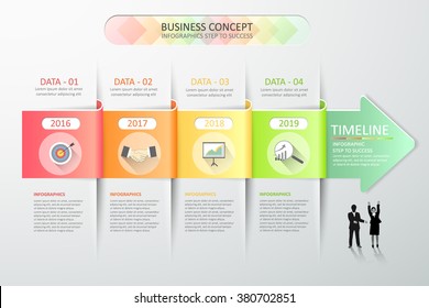 Design abstract 3d arrow infographic template 4 steps for business concept
