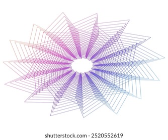 Elementos de diseño. Ola de muchas líneas púrpuras círculo anillo. Vertical Abstractas rayas onduladas sobre fondo blanco aislado. Ilustración vectorial EPS 10