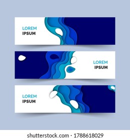 design of abstract banner collection with paper cut shapes