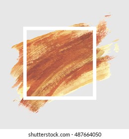 design abstract banner, flyers, leaflets, invitation strokes of copper color paint and frame