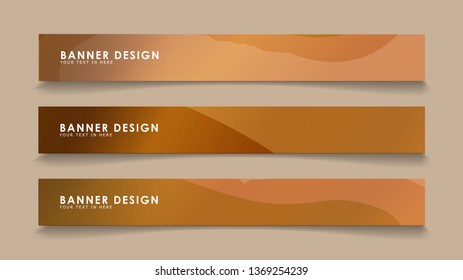 Design abstract banners with wave vectors and wood color gradients