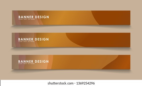Design abstract banners with wave vectors and wood color gradients
