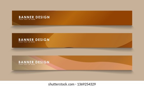 Design abstract banners with wave vectors and wood color gradients