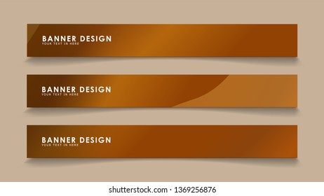 Design abstract banners with wave vectors and wood color gradients