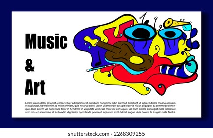 Design abstract doodle hand drawn colorful music and art suitable for your design background and poster template