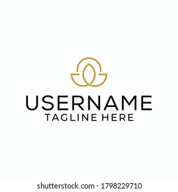 Design an abstract floral logo with a minimalist style in gold on a white background.