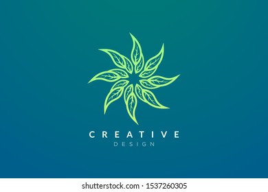 Design abstract flower and leaf logo for spa, hotel, beauty, health, fashion, cosmetic, boutique, salon, yoga, therapy. Simple and modern vector design for your business brand or product