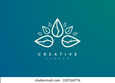 Design abstract flower and leaf logo for spa, hotel, beauty, health, fashion, cosmetic, boutique, salon, yoga, therapy. Simple and modern vector design for your business brand or product