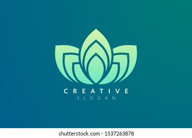 Design abstract flower and leaf logo for spa, hotel, beauty, health, fashion, cosmetic, boutique, salon, yoga, therapy. Simple and modern vector design for your business brand or product