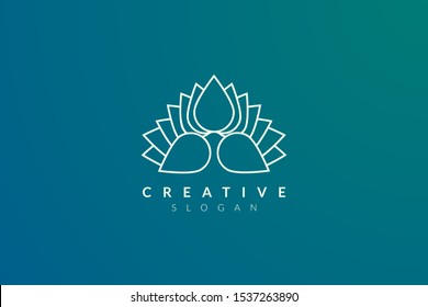 Design abstract flower and leaf logo for spa, hotel, beauty, health, fashion, cosmetic, boutique, salon, yoga, therapy. Simple and modern vector design for your business brand or product