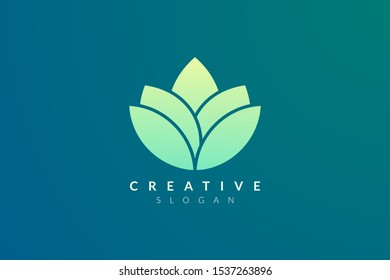 Design abstract flower and leaf logo for spa, hotel, beauty, health, fashion, cosmetic, boutique, salon, yoga, therapy. Simple and modern vector design for your business brand or product