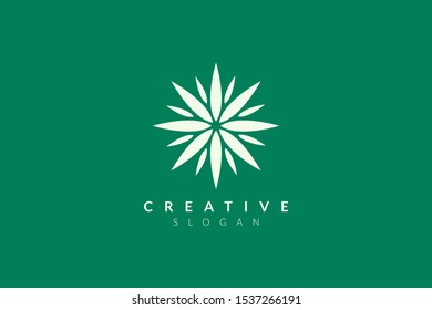 Design abstract flower and leaf logo for spa, hotel, beauty, health, fashion, cosmetic, boutique, salon, yoga, therapy. Simple and modern vector design for your business brand or product.