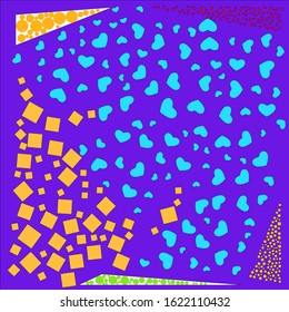 Design With Abstract  Geometric Pattern for Valentin`s day. Decorative Element - heart, circle, square. Vector Illustration. Template Design For Card, Shawl, Bandanna, Fashion Print, Tile.