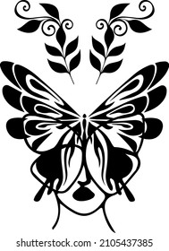 design abstract girl portrait and butterfly