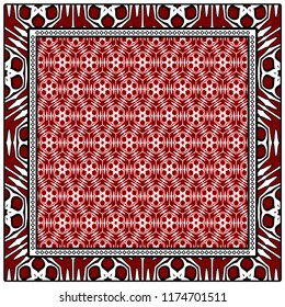 Design with abstract hand drawn floral geometric pattern with decorative element. Vector illustration. Template design for card, shawl, bandanna, fashion print.