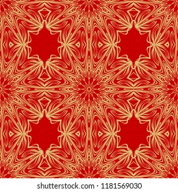Design with abstract hand drawn floral seamless pattern with decorative element. Template design for card, shawl, bandanna, fashion print.
