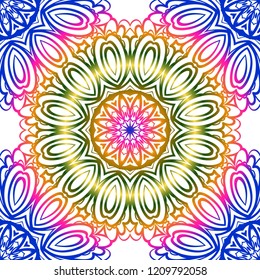 Design with abstract hand drawn floral seamless pattern with decorative element. Vector illustration. Template design for card, shawl, bandanna, fashion print.