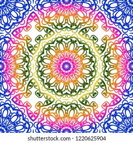 Design with abstract hand drawn floral seamless pattern with decorative element. Vector illustration. Template design for card, shawl, bandanna, fashion print.