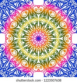 Design with abstract hand drawn floral seamless pattern with decorative element. Vector illustration. Template design for card, shawl, bandanna, fashion print.
