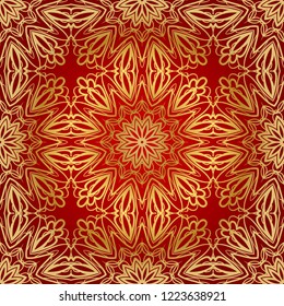 Design with abstract hand drawn floral seamless pattern with decorative element. Vector illustration. Template design for card, shawl, bandanna, fashion print.