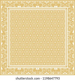 Design with abstract hand drawn geometric pattern with decorative element. Vector illustration. Template design for card, shawl, bandanna, fashion print.