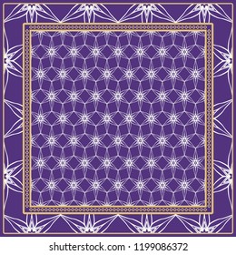 Design with abstract hand drawn geometric pattern with decorative element. Vector illustration. Template design for card, shawl, bandanna, fashion print.