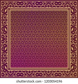 Design with abstract hand drawn geometric pattern with decorative element. Vector illustration. Template design for card, shawl, bandanna, fashion print.