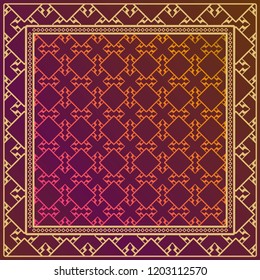 Design with abstract hand drawn geometric pattern with decorative element. Vector illustration. Template design for card, shawl, bandanna, fashion print.