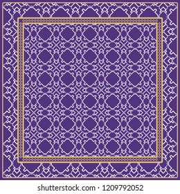 Design with abstract hand drawn geometric pattern with decorative element. Vector illustration. Template design for card, shawl, bandanna, fashion print.