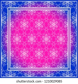 Design with abstract hand drawn geometric pattern with decorative element. Vector illustration. Template design for card, shawl, bandanna, fashion print.