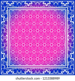 Design with abstract hand drawn geometric pattern with decorative element. Vector illustration. Template design for card, shawl, bandanna, fashion print.
