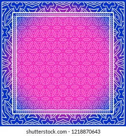Design with abstract hand drawn geometric pattern with decorative element. Vector illustration. Template design for card, shawl, bandanna, fashion print.