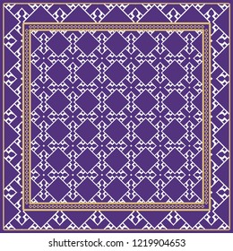 Design with abstract hand drawn geometric pattern with decorative element. Vector illustration. Template design for card, shawl, bandanna, fashion print.