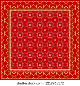 Design with abstract hand drawn geometric pattern with decorative element. Vector illustration. Template design for card, shawl, bandanna, fashion print.