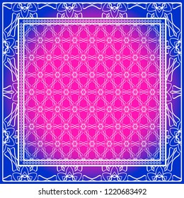 Design with abstract hand drawn geometric pattern with decorative element. Vector illustration. Template design for card, shawl, bandanna, fashion print.