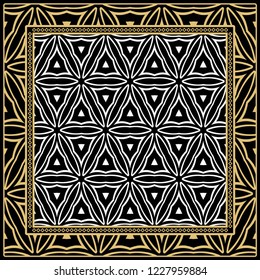 Design with abstract hand drawn geometric pattern with decorative element. Vector illustration. Template design for card, shawl, bandanna, fashion print.