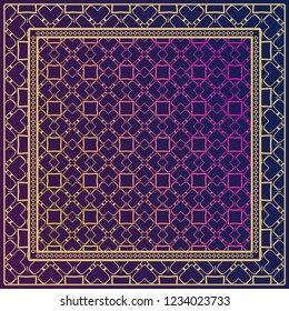 Design with abstract hand drawn geometric pattern with decorative element. Vector illustration. Template design for card, shawl, bandanna, fashion print.