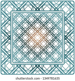 Design With Abstract Hand Drawn Geometric Pattern With Decorative Element. Vector Illustration. Template Design For Card, Shawl, Bandanna, Fashion Print.